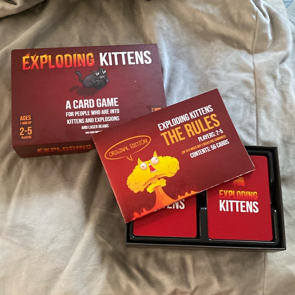 Exploding Kittens boxed cardgame ages 7 and up funny cat cards quick play